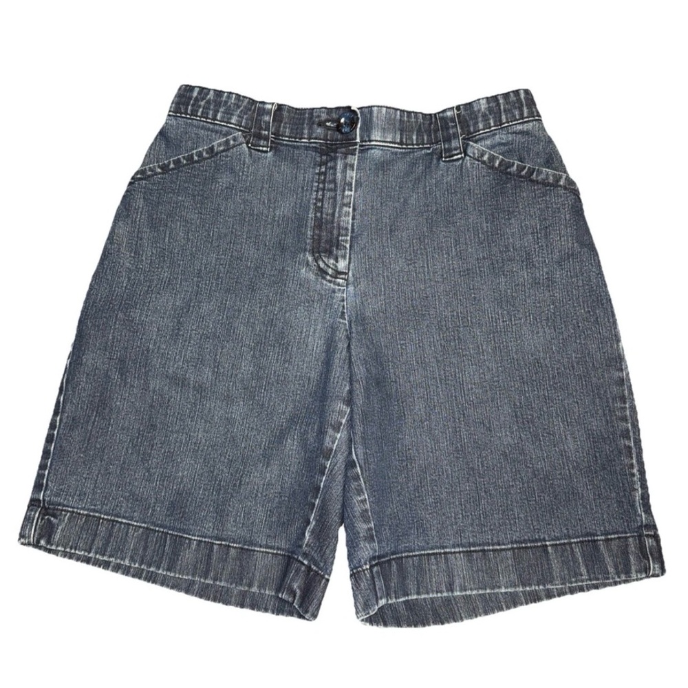 LL Bean Camp Shorts Dark Blue Indigo Women‎ 8 Denim Coastal Classic Fit Comfort